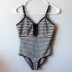 NEW Black and White Striped Bodysuit